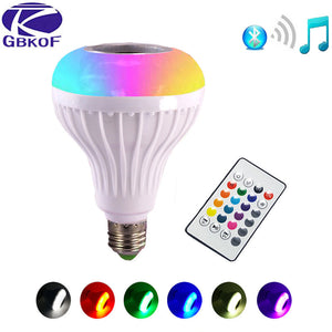 E27 Smart RGB RGBW Wireless Bluetooth Speaker Bulb Music Playing Dimmable LED Bulb Light Lamp with 24 Keys Remote Controller