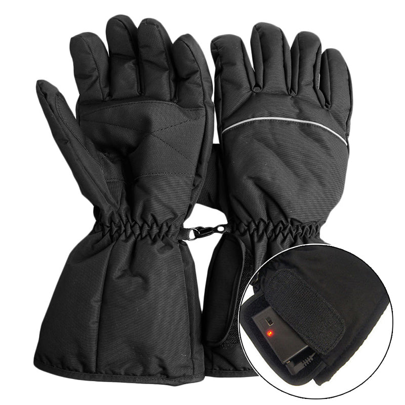 1 Pair Waterproof Heated Gloves Battery Powered For Motorcycle Hunting Winter Warmer (No Battery)