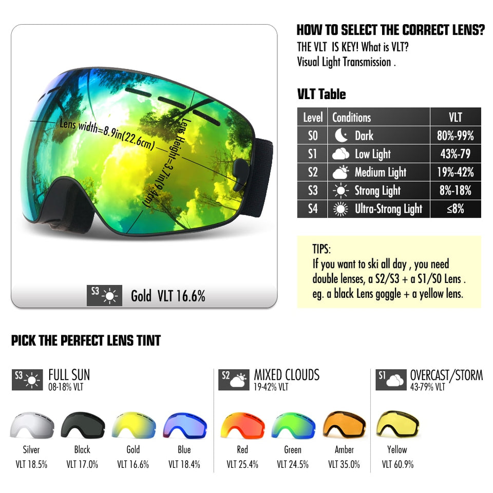 Copozz Double Layer Snow Goggles