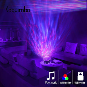 Coquimbo Ocean Wave Projector LED Night Light Built In Music Player Remote Control 7 Light Cosmos Star Luminaria For kid Bedroom