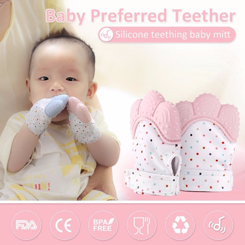 2019 Newborn Baby Gloves Silicone Baby Mitt Teething Mitten Teething Glove Candy Wrapper Sound Teether