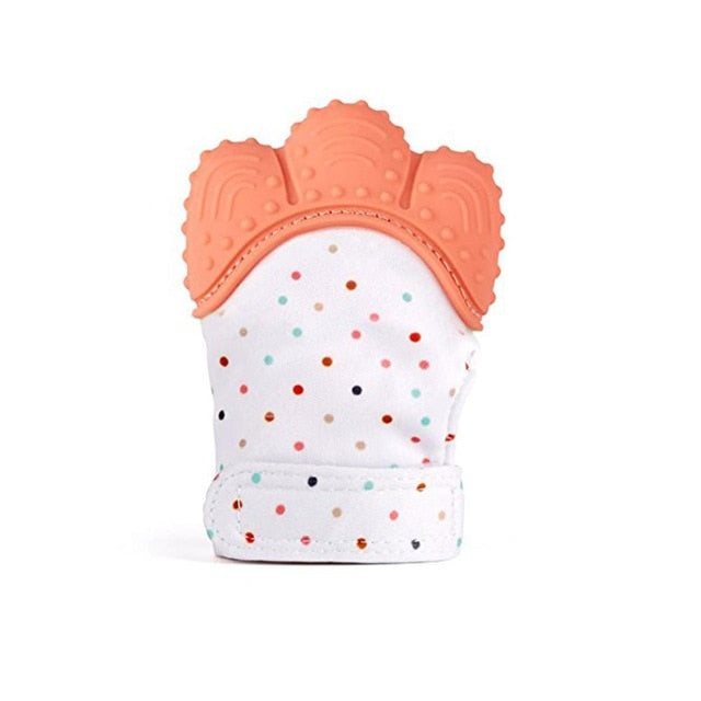 2019 Newborn Baby Gloves Silicone Baby Mitt Teething Mitten Teething Glove Candy Wrapper Sound Teether